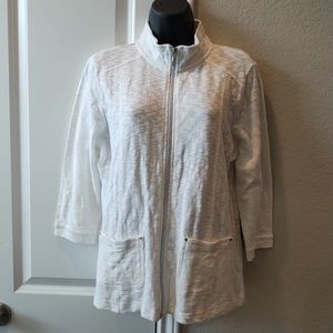 Onque Casuals Sweater Jacket Women’s Small  Zip-up Cotton 2-Pocket Jacket NWT